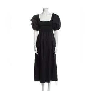 NWOT La Ligne Elegant Black Puff Sleeve Midi Dress